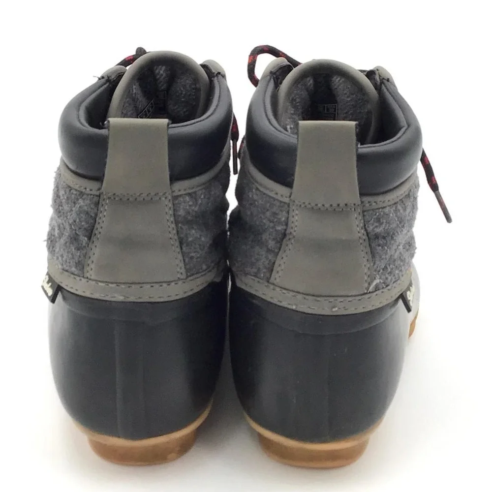 Skechers Duck Ankle Boots Womens 9 Black Grey Felt Quilted Camping Work Gameday